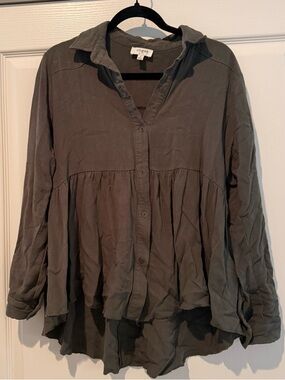 Khaki Green Top - Boutique - linen and cotton